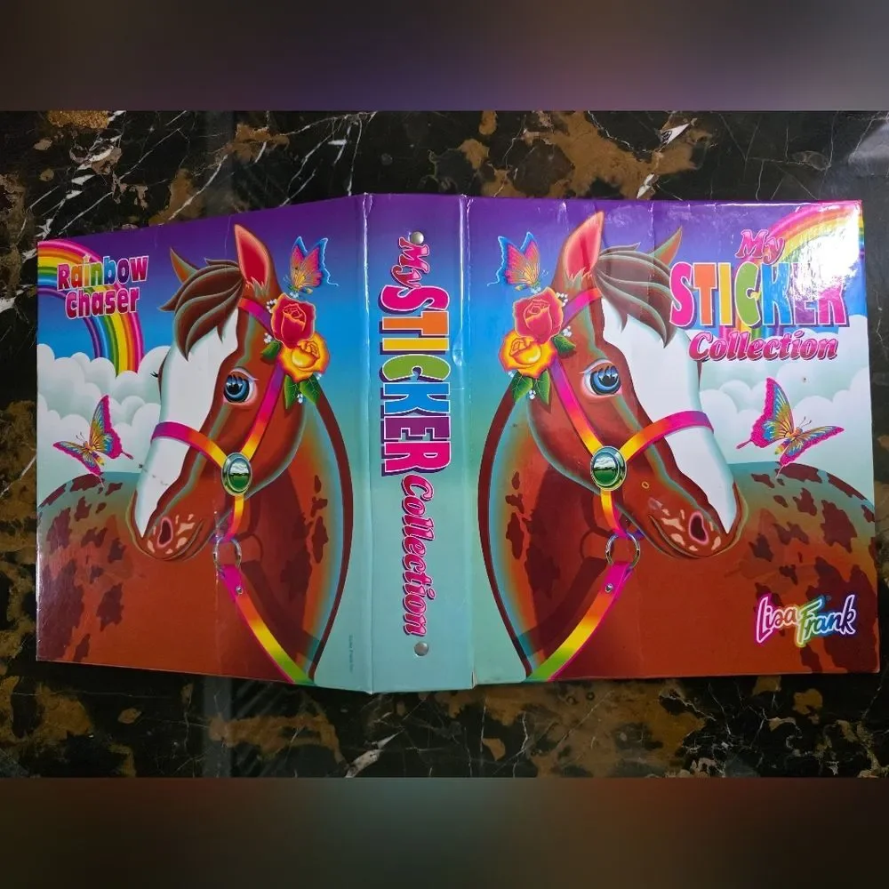 Lisa Frank Rainbow Chaser Horse 3 Ring Binder Portfolio Vtg Fantastic World 2.5'